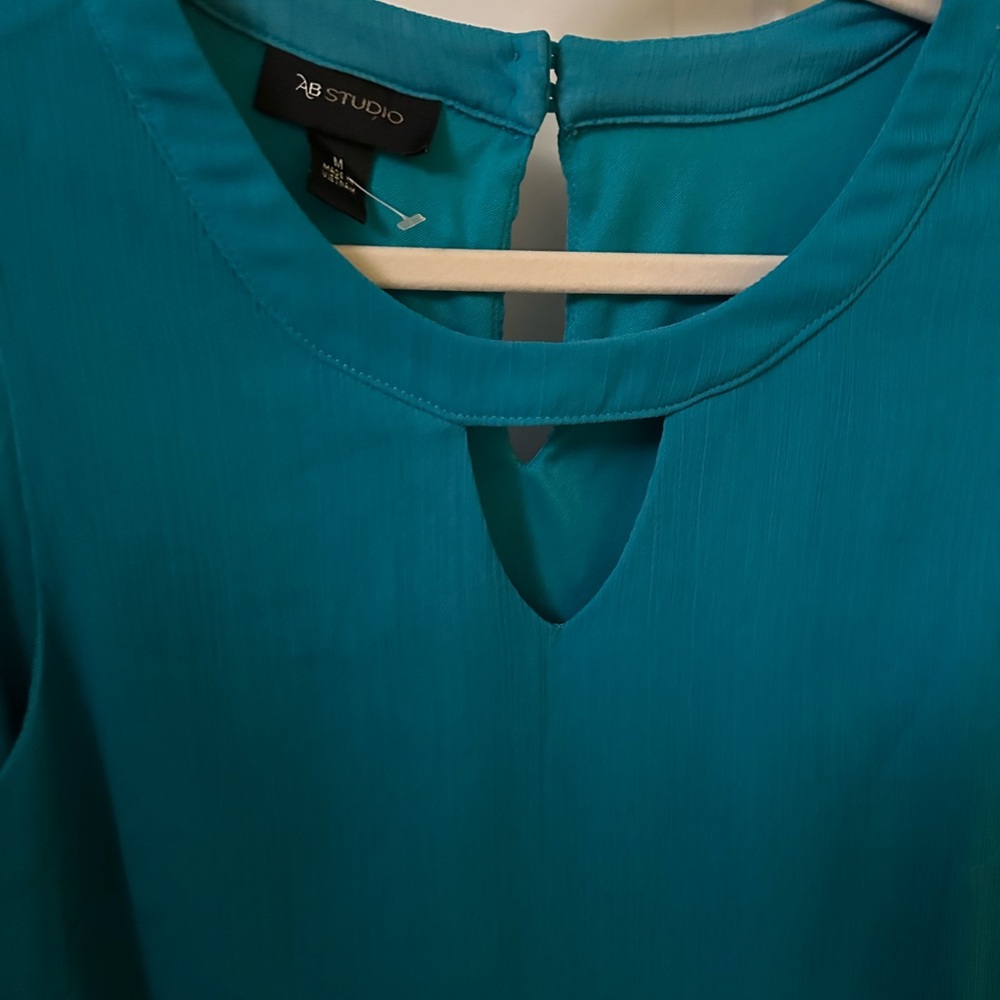AB Studio Teal Keyhole Detail Blouse